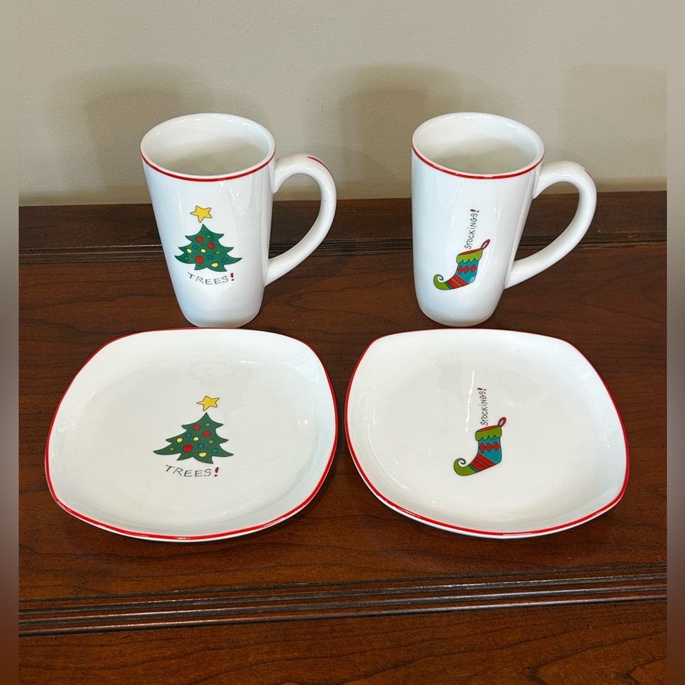 Fitz and Floyd Essentials “Merry Christmas” Mug and Plate Set